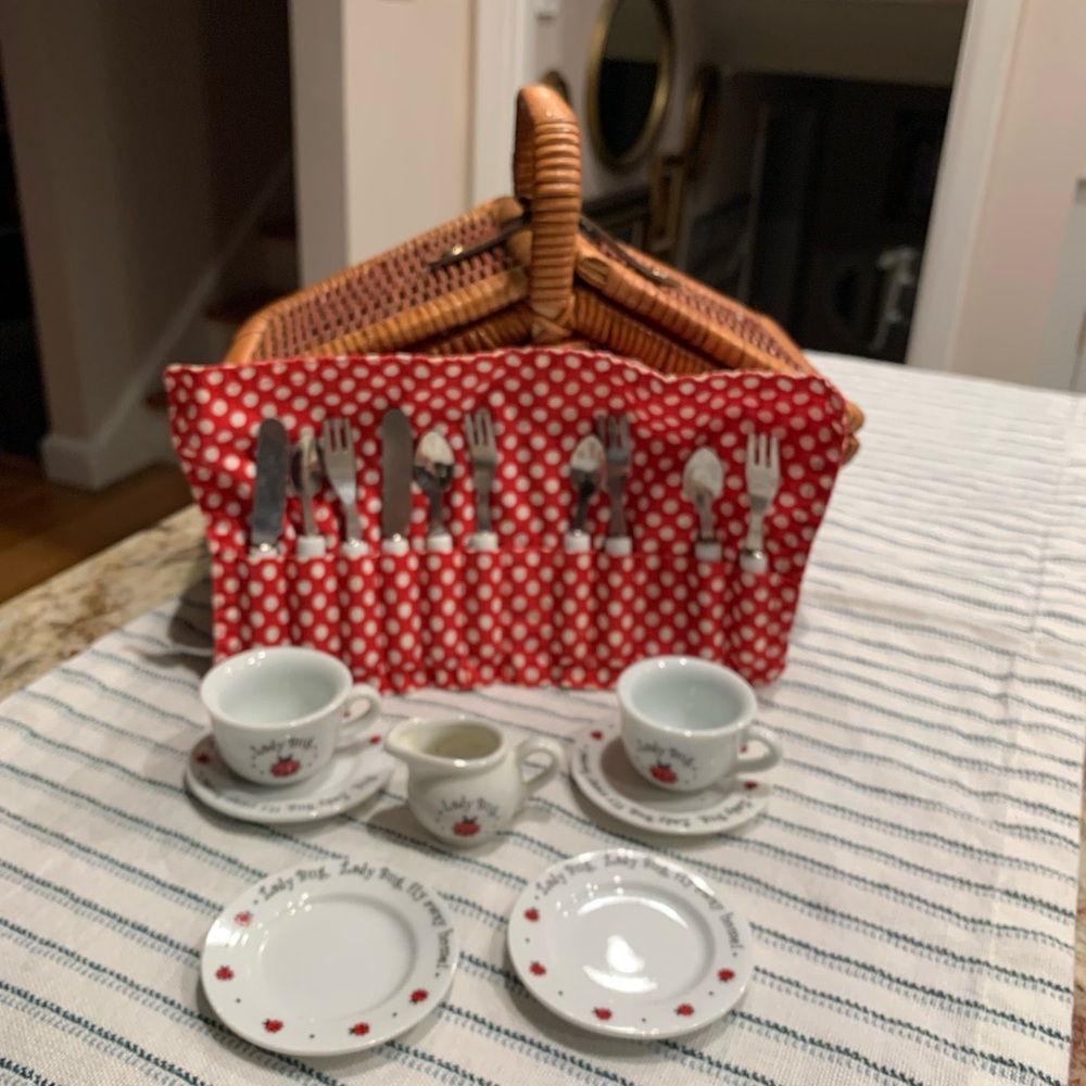 Lady Bug Wicker picnic basket with accessories